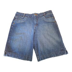 Vintage Y2K Faded Glory Denim Shorts Size 10 Modest Length Cotton Blue Jean
